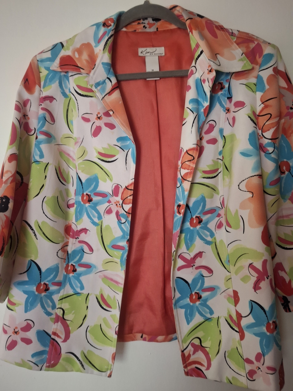 Kim Rogers Floral Lightweight Spring Jacket - Coral Lining